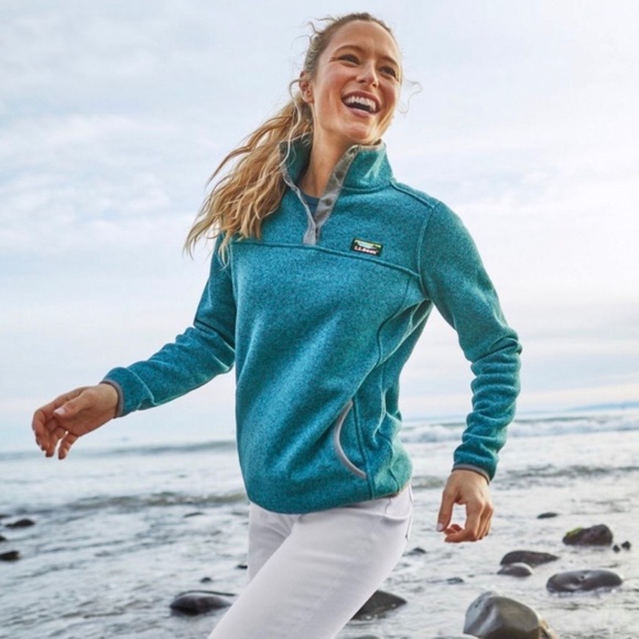 L.L. Bean Blue Quarter Zip Pullover - Picture 2 of 8